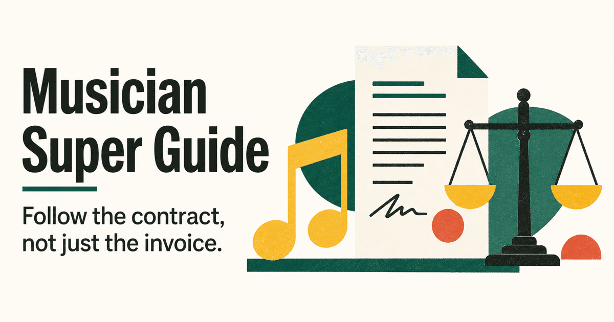 Musician Super Guide. Follow the contract, not just the invoice.
